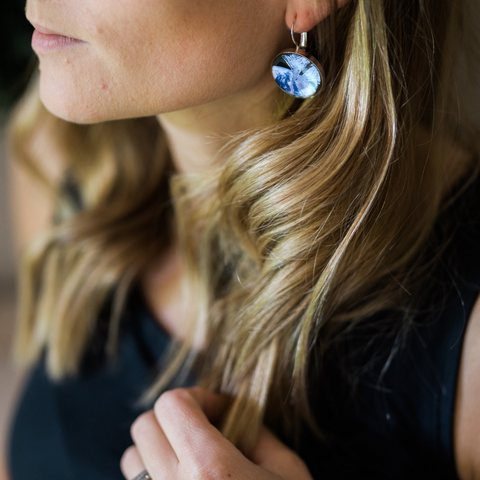 Interchangeable Dangle Earrings with LightSail Spacecraft Images from Space - Handcrafted Exploration Jewelry by Yugen Tribe for The Planetary Society