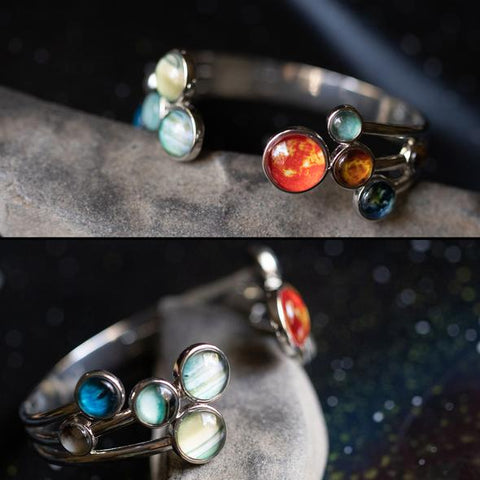 Solar System Cuff Bracelet by Yugen Tribe - Galaxy Jewelry, Celestial Jewellery, Planet Braclet