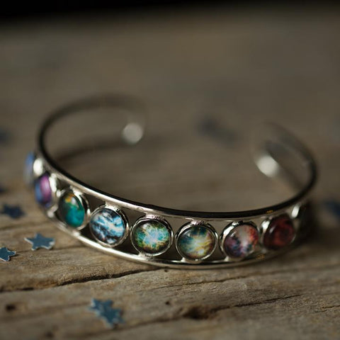 Rainbow Bracelet - Nebula Cosmic Celestial Jewelry - Galaxy Jewellery for LGBTQIA+ Pride - Queer Owned Business, Handmade Outer Space Cuff Bangle by Yugen Tribe