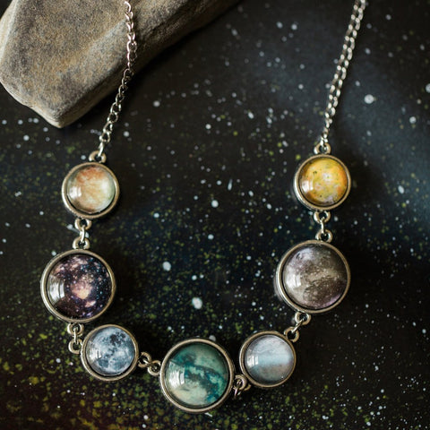 Moons of the Solar System Double Sided Necklace by Yugen Tribe, Lunar Jewelry, Celestial Necklace