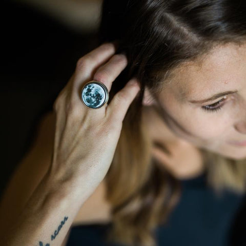 Interchangeable Moon Phase Cocktail Statement Ring by Yugen Tribe
