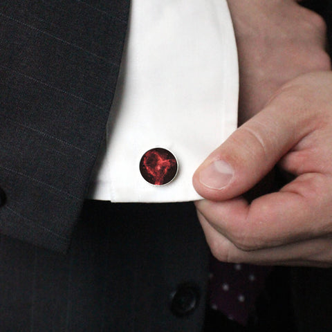 Heart Nebula Cuff Links - Galaxy Cufflinks for Valentines Day, Weddings, Celestial Mens Accessories by Yugen Tribe