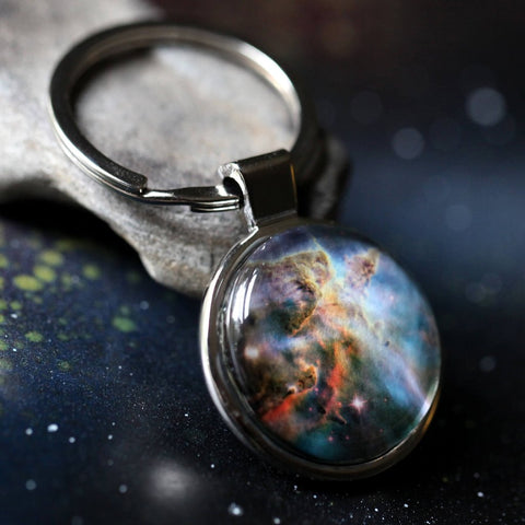 Galaxy Keychain with hubble image of Carina nebula by Yugen Tribe