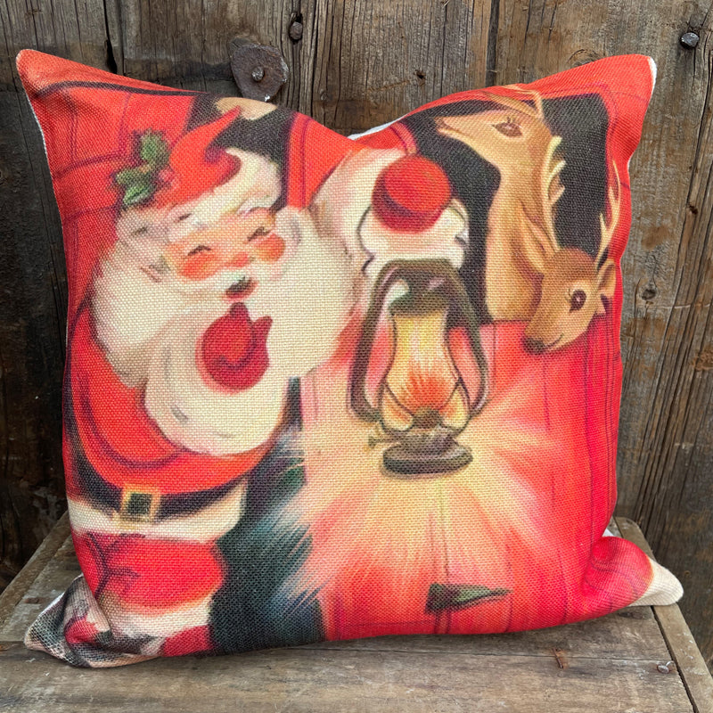 Santa with reindeer pillow