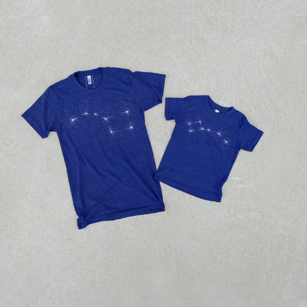 Big & Little Dipper Tshirt Set - Father & Child - Gift For Dads - Indigo Blue