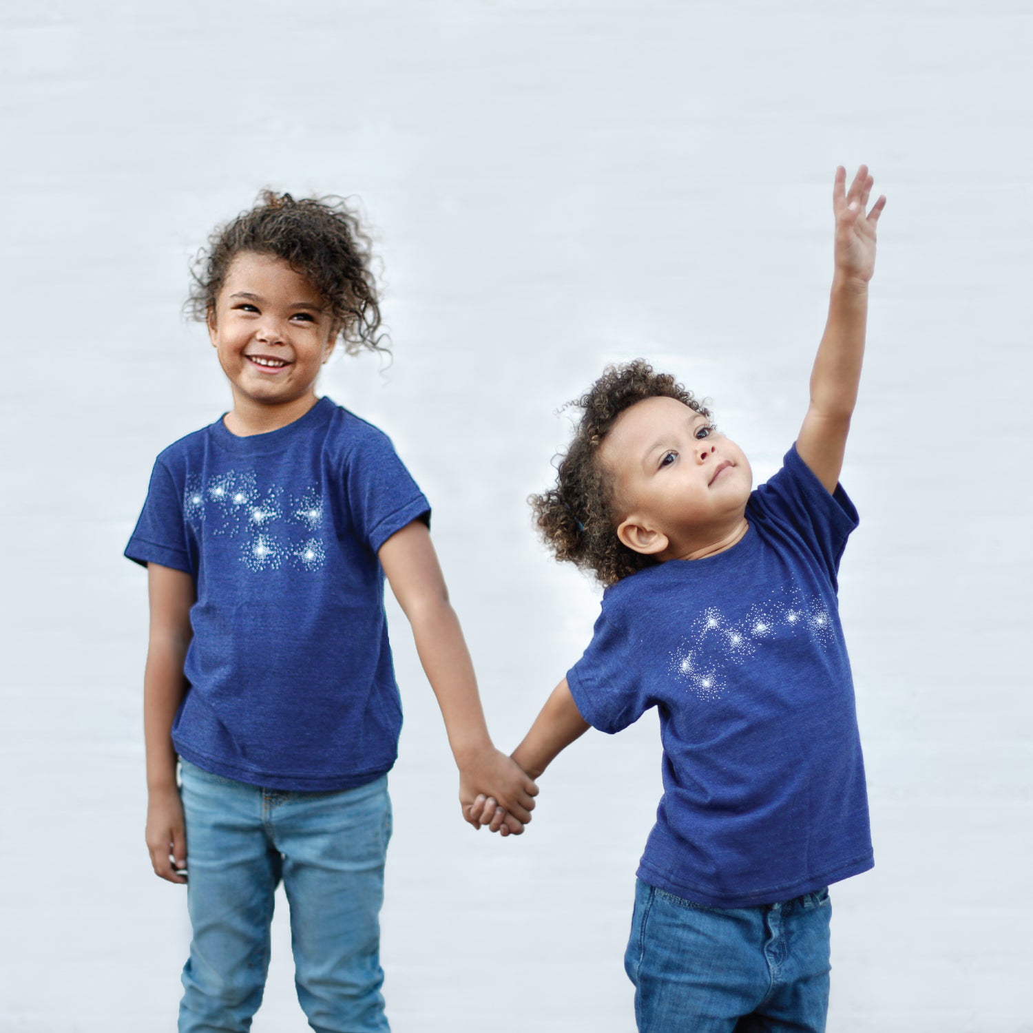 Big & Little Dipper Matching Brother Sister Sibling T-Shirt Set - Blue