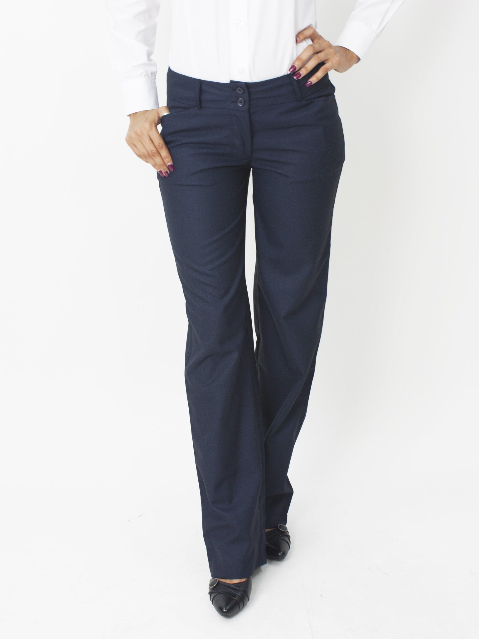 Relaxed Fit Below the Waist Bootcut Pant - Navy – Cotton Cool