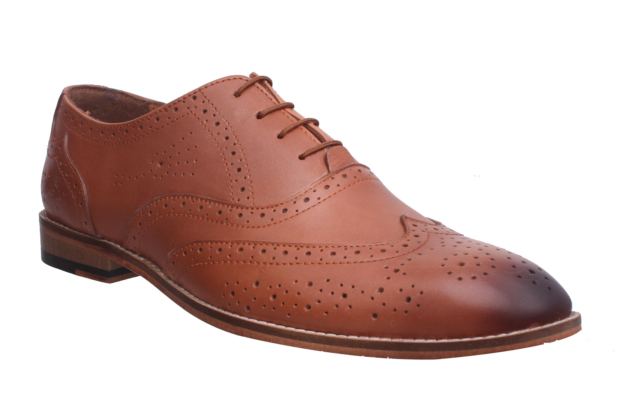Castellano Wing-Tip Brown Oxfords Shoes 