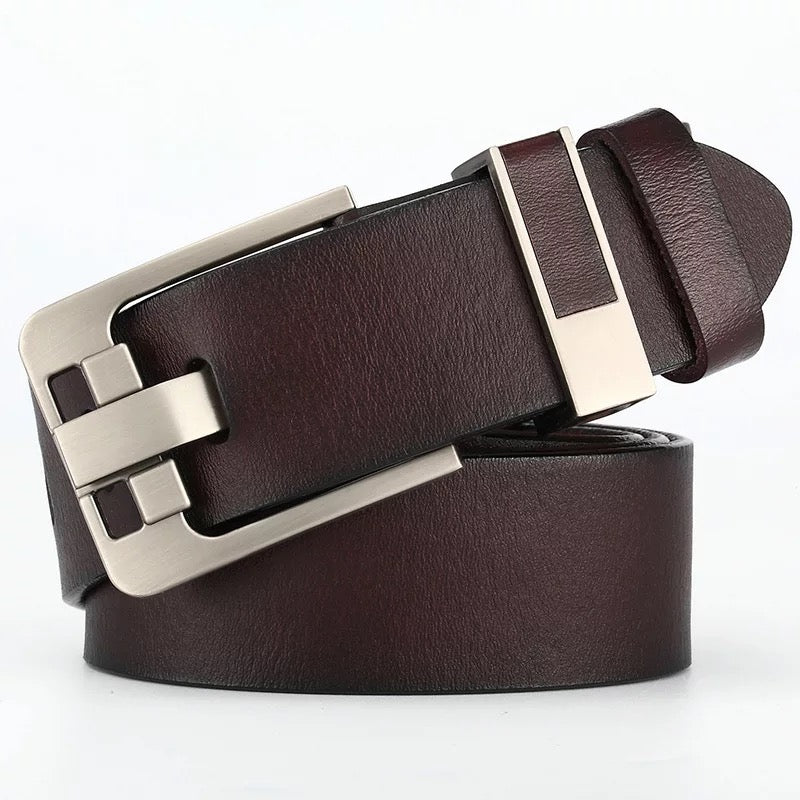 Black Leather Men's belt with Silver Pattern – Cotton Cool