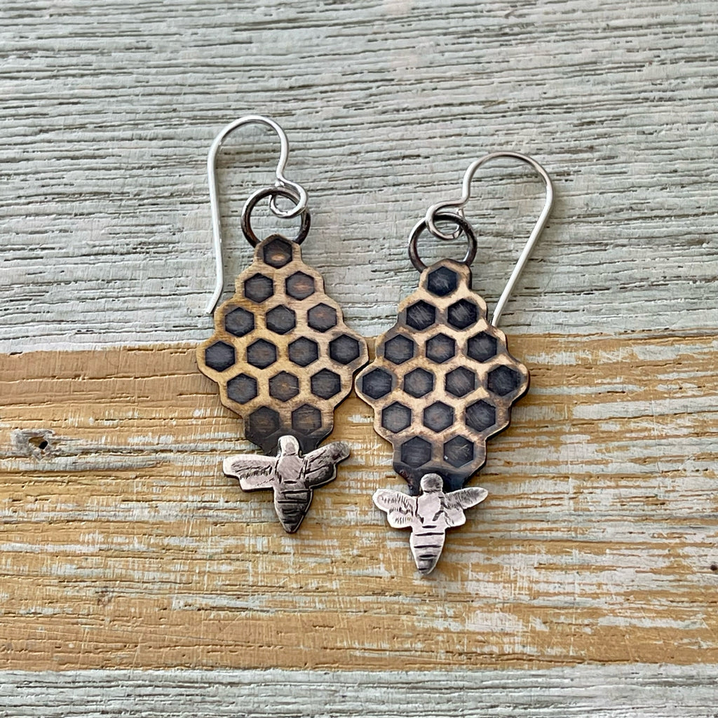 Honeycomb & Bee Earrings