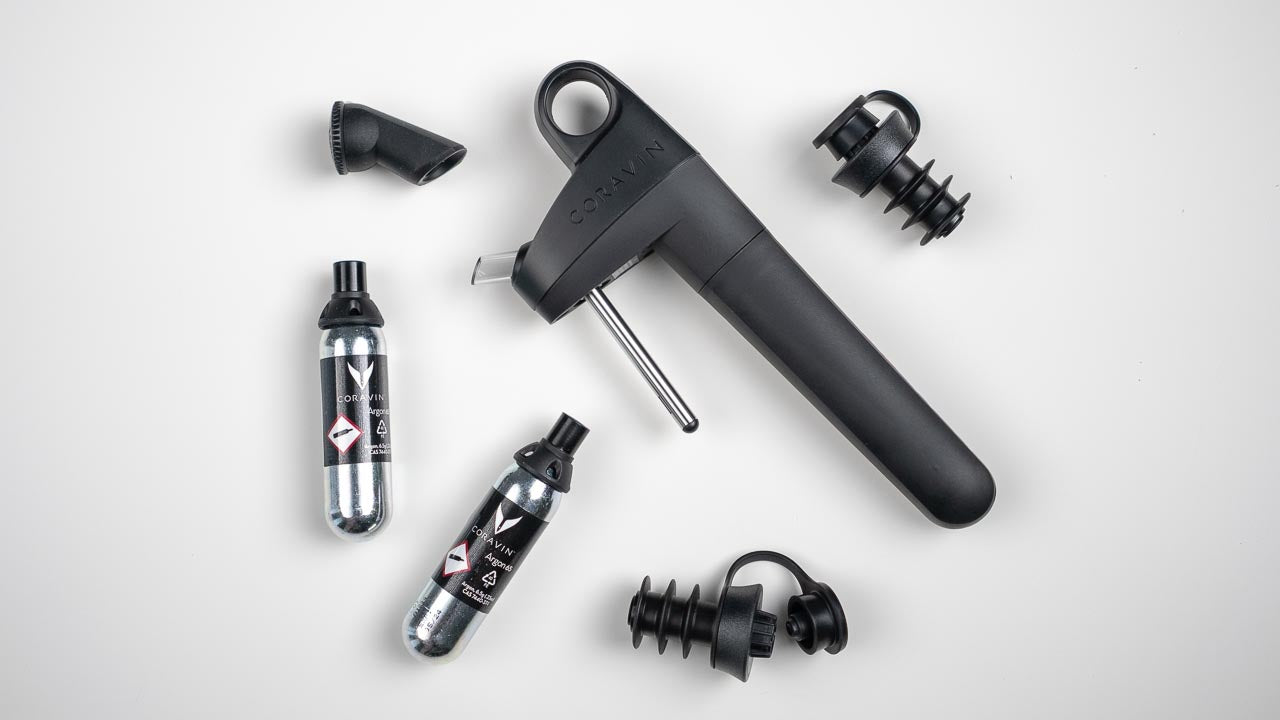 What's included in your package: Coravin Pivot, 2 argon gas capsules, 2 Pivot stoppers, 1 Pivot aerator