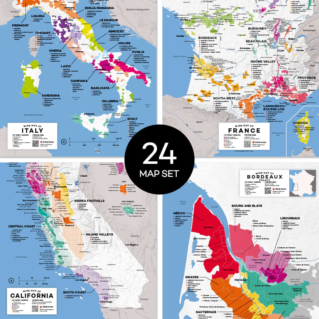 Wine Maps of The World Poster Set) Wine Folly