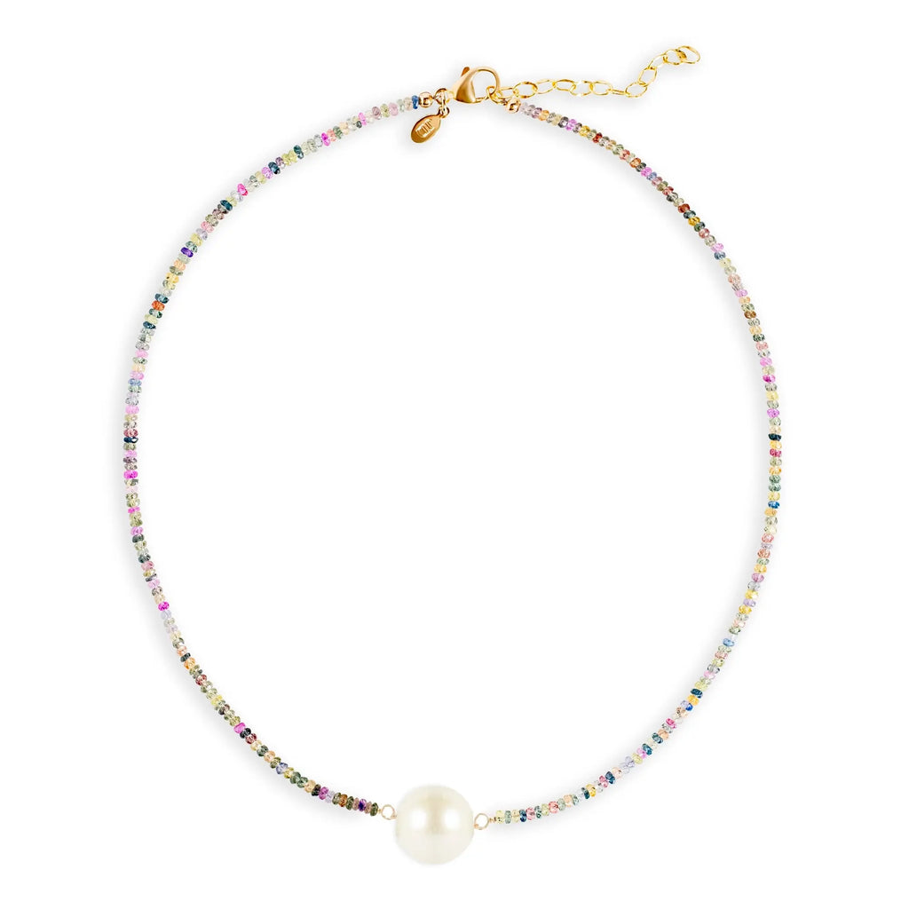Multi Rainbow Sapphire Pearl Necklace