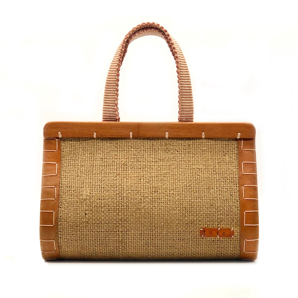 Dropshaped Tote with Tropical Wood Closure
