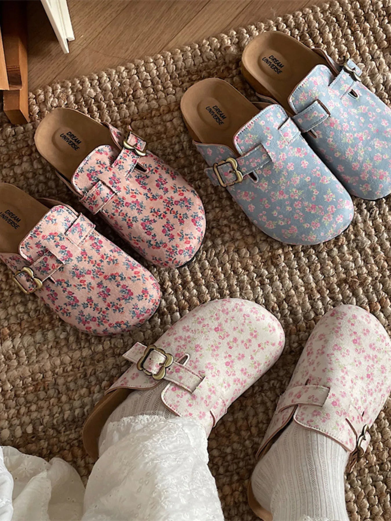 Floral Pattern Round Toe Slip-Ons