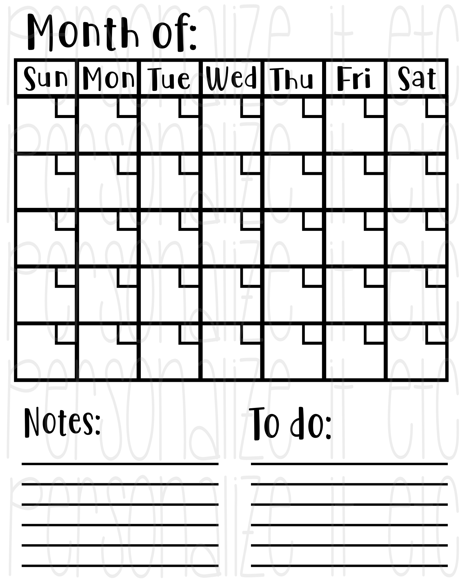 Download Blank Calendar With Note Lines Svg File Personalize It Etc SVG, PNG, EPS, DXF File