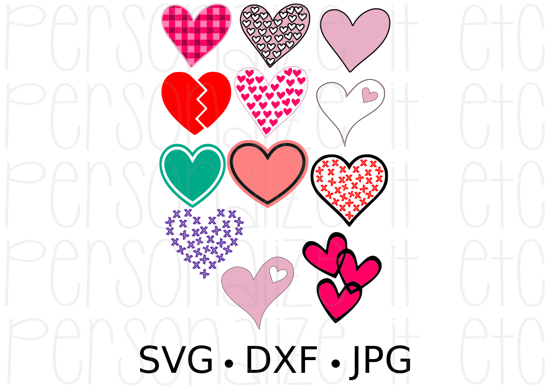 Valentine Hearts Svg File Personalize It Etc