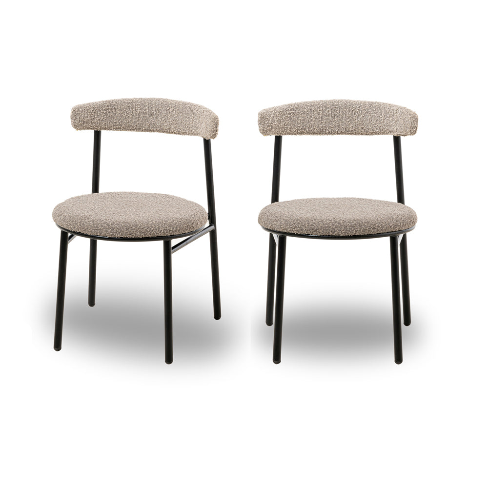 Liang & Eimil Nook Dining Chair with Boucle Taupe Upholstery (Set of 2