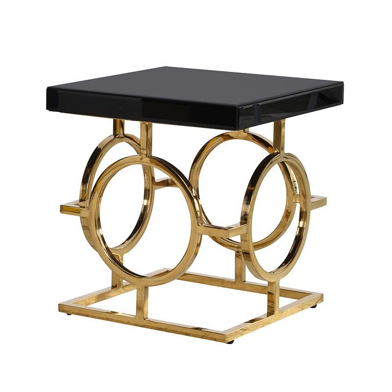 The Mackintosh Gold Black Glass Side Table Shropshire Design