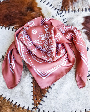 Silky Print Bandana Wild Rag - Dusty Mauve