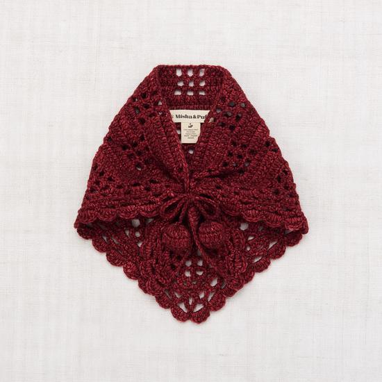 Misha & Puff Crochet Kerchief in Cranberry