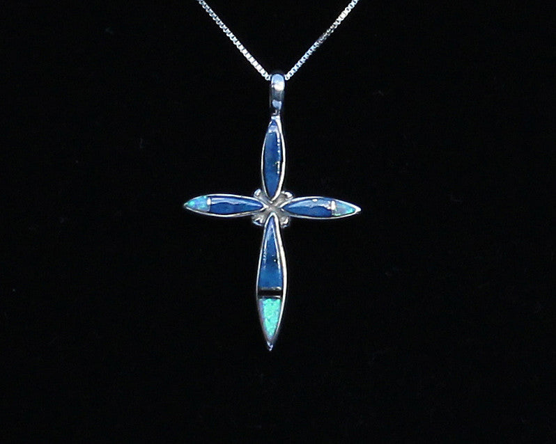 Cross Pendant - Multi-Inlay with Chain