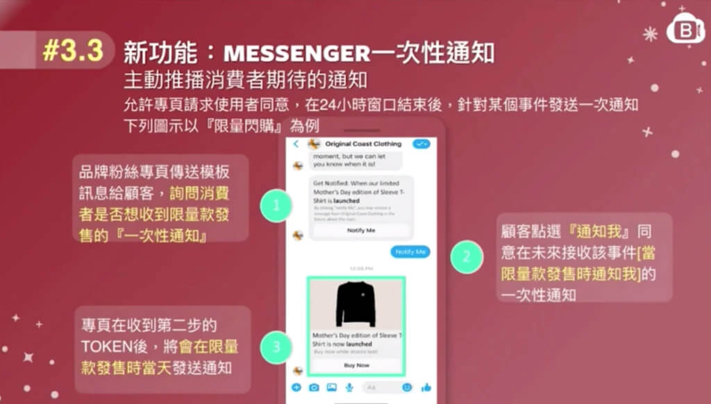 Messenger 一次性通知，主動推播消費者期待的通知