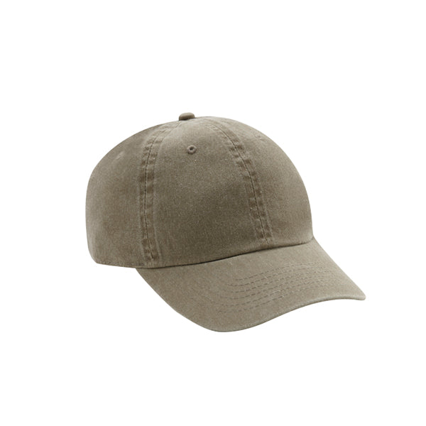 6 Panel Stone Washed Dad Hat - Khaki - Bulk-Caps Wholesale Headwear