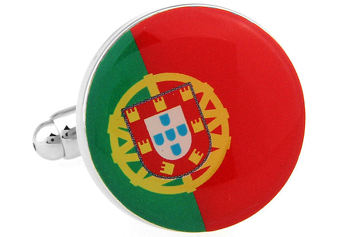 Red And Green Round Flag Cufflinks Portugal The Little Link