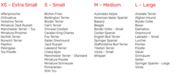 HOTTERdog fleece dog jumper breed sizes