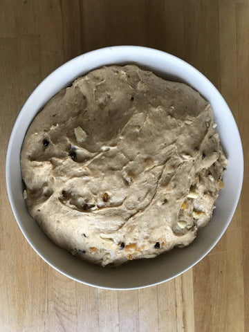 Hot cross bun dough doubled in size