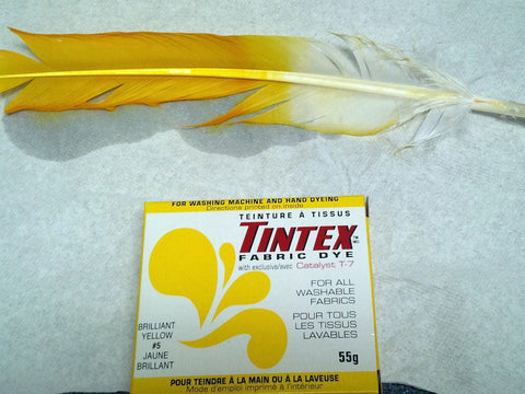 Brilliant yellow dyed feather
