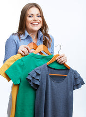 Women holding Dyed T shirts