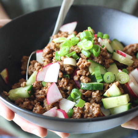 five spice pork and veggie lettuce wrap