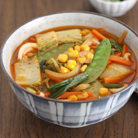 Korean Spicy Vegetables Noodle Soup 
