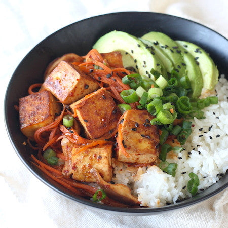 Korean Tofu & Mushroom Rice Bowl