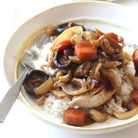 Slow-cooked Chinese Chicken with Shiitake Mushroom & Cashews