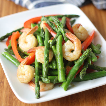 Thai style asparagus & shrimp stir-fry