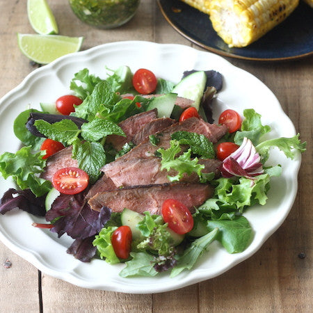 Thai grilled steak salad with cilantro lime dressing