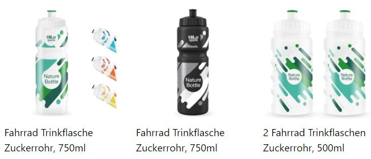 HiLo sports Nature Bottles Fahrrad Trinkflaschen aus Biobased Material