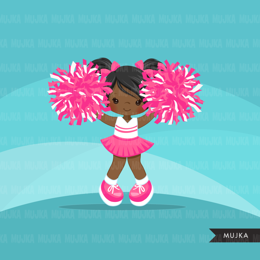 Cheerleaders Clipart Bundle. Cute girls sports graphics! Team Illustra ...