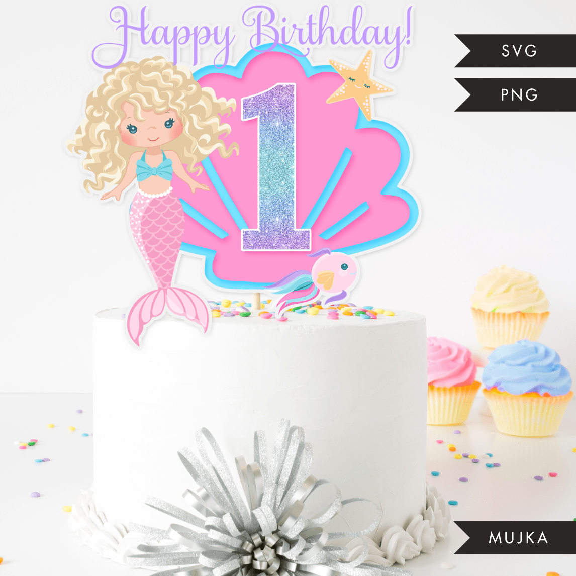 Download Mermaid Birthday Numbers Cake toppers SVG, PNG cutting ...