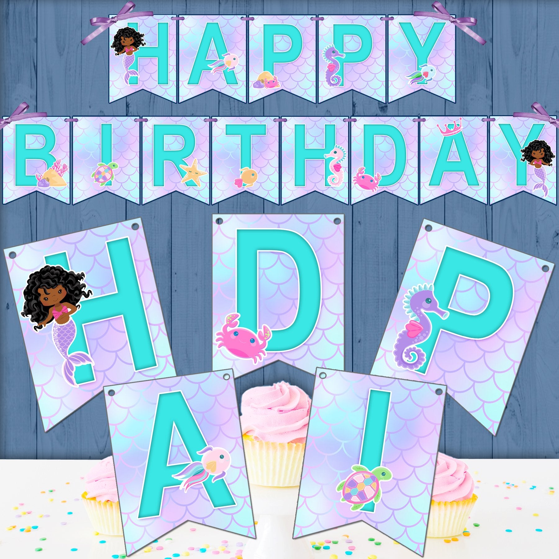Download Mermaid Birthday Banner SVG, PNG cutting and print files ...