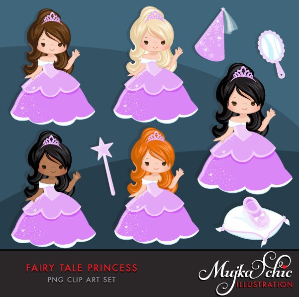 Fairy Tale Princess Clipart, purple girl – MUJKA CLIPARTS