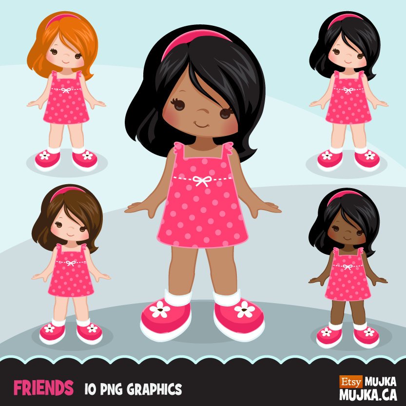 Little girl clipart graphics, friends – MUJKA CLIPARTS