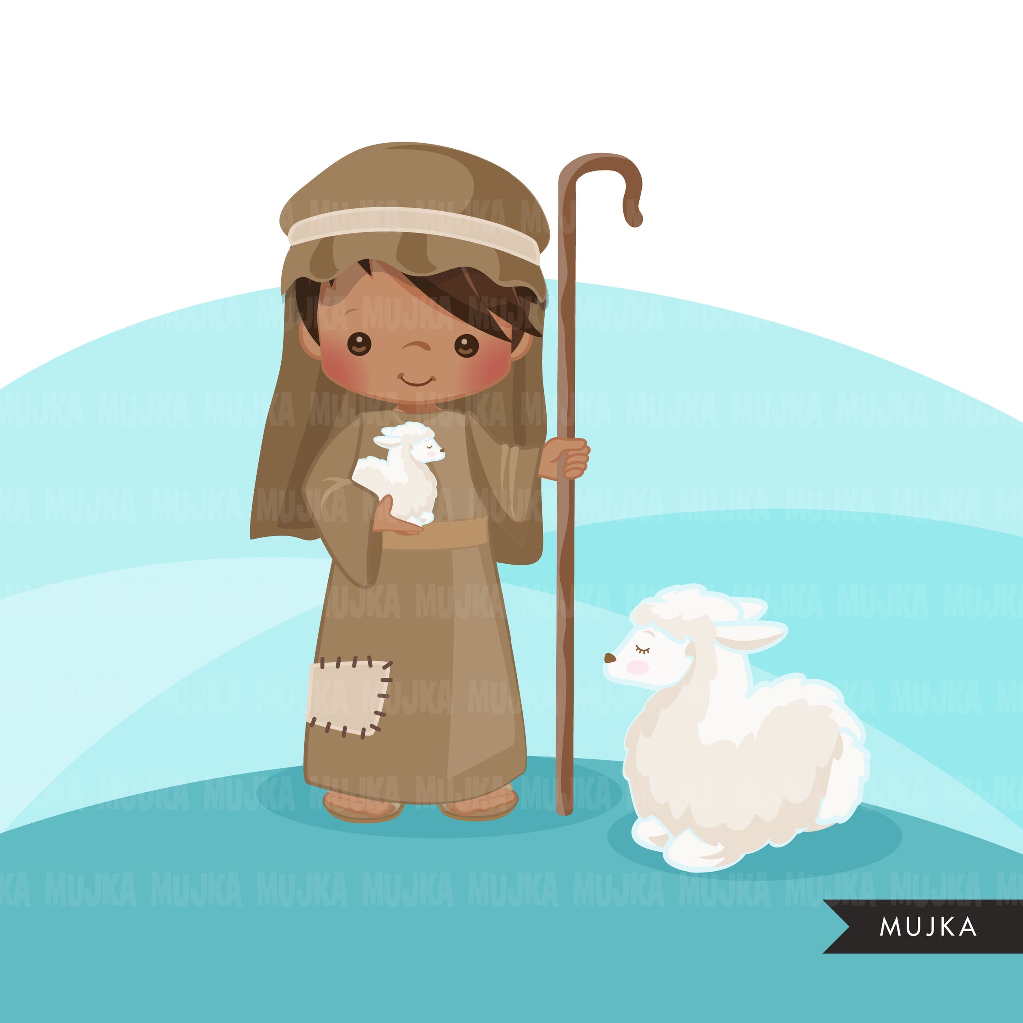 clipart of sheep and shepherd