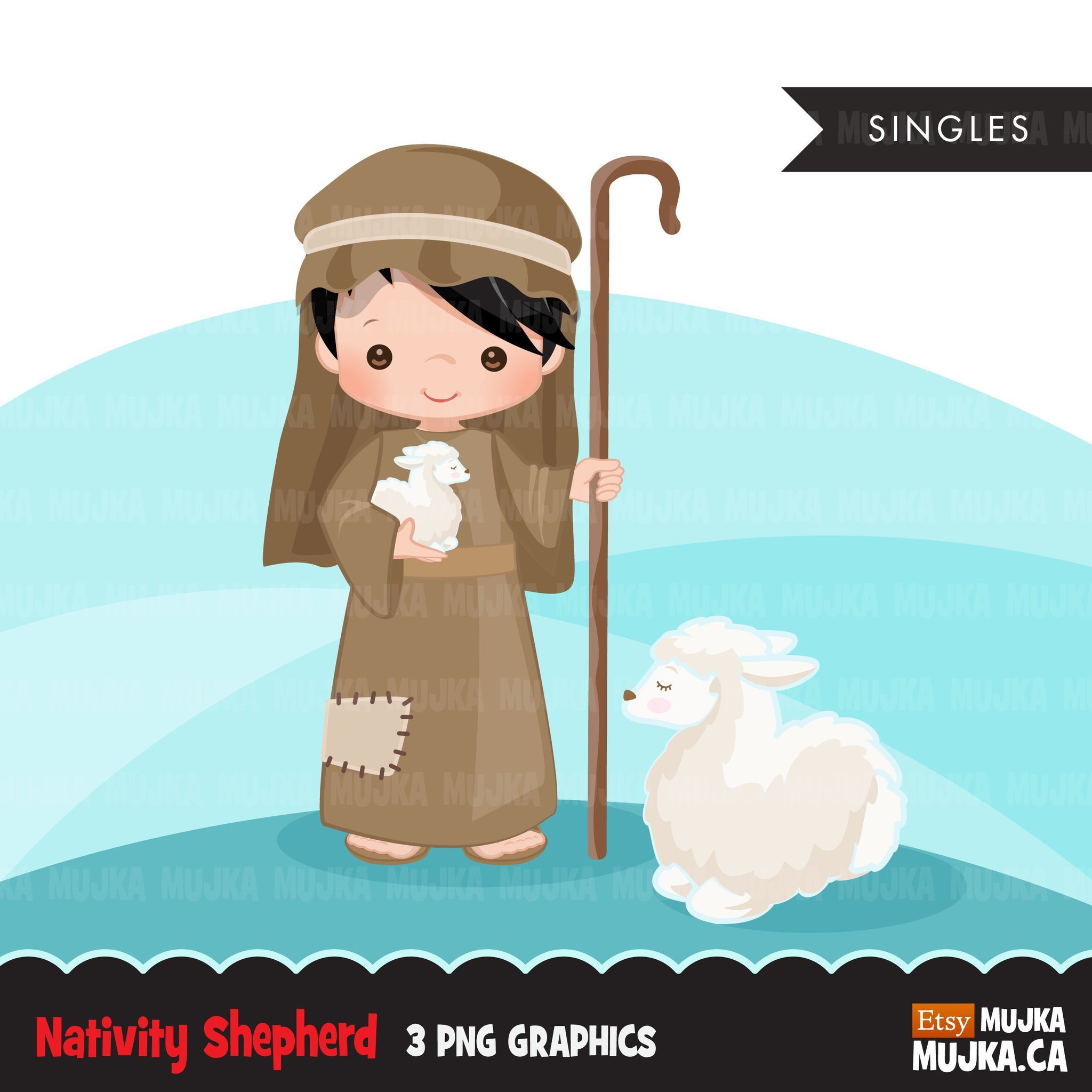 clipart of sheep and shepherd