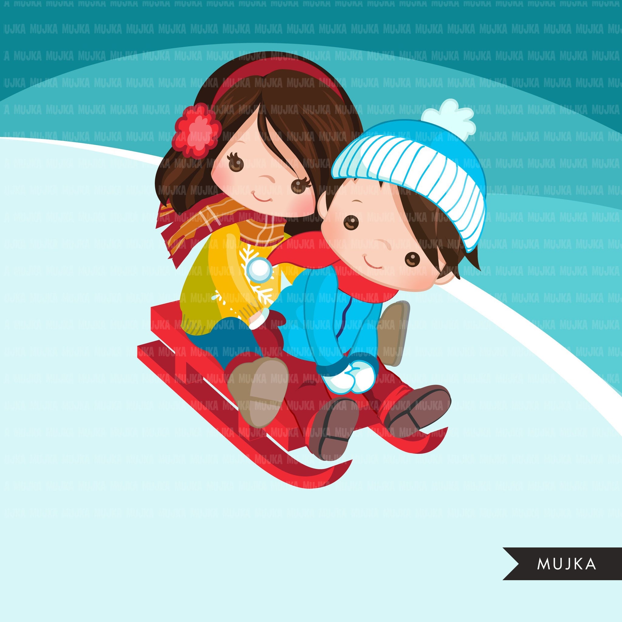 snow sliding clipart