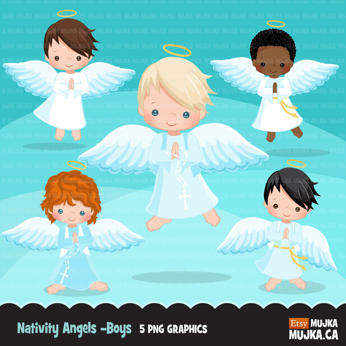 Nativity angel boy clipart. Cute angel with cross religious – MUJKA ...