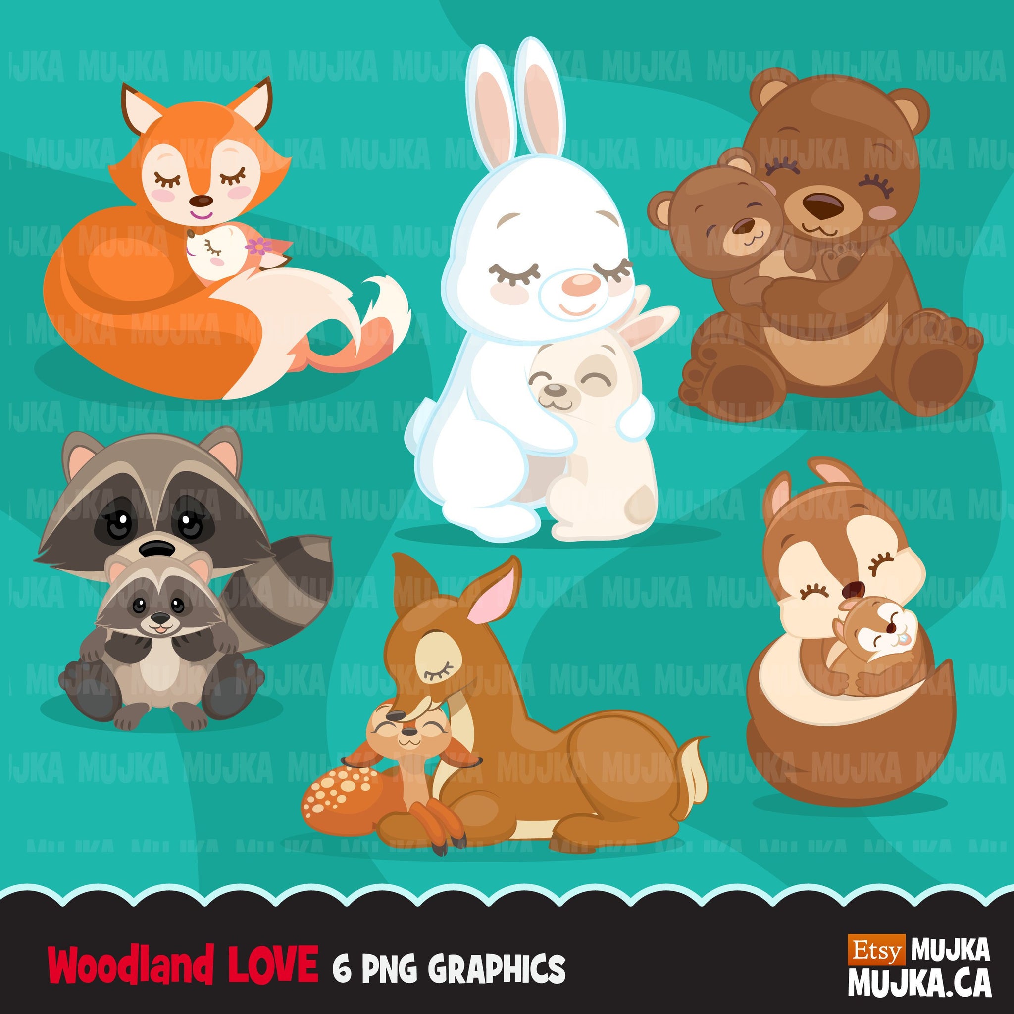 Woodland Animals Love Clipart Mother S Day Clipart Baby And Mother Mujka Cliparts